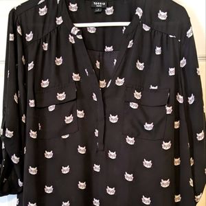 Torrid Harper Georgette Black Cats size 1 / 1x